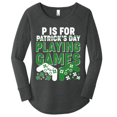 Cool St Patrick's Day P Is For Playing Games   Women's Perfect Tri Tunic Long Sleeve Shirt