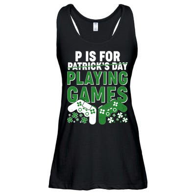 Cool St Patrick's Day P Is For Playing Games   Ladies Essential Flowy Tank