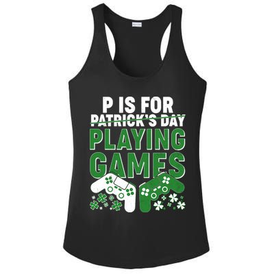 Cool St Patrick's Day P Is For Playing Games   Ladies PosiCharge Competitor Racerback Tank