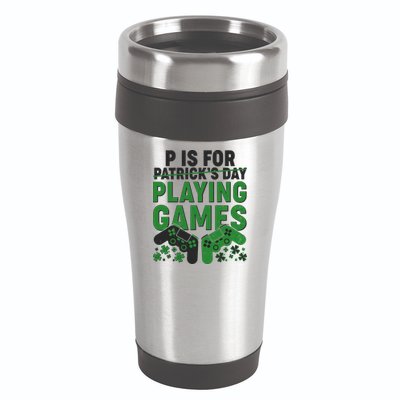 Cool St Patrick's Day P Is For Playing Games   16oz Travel Tumbler