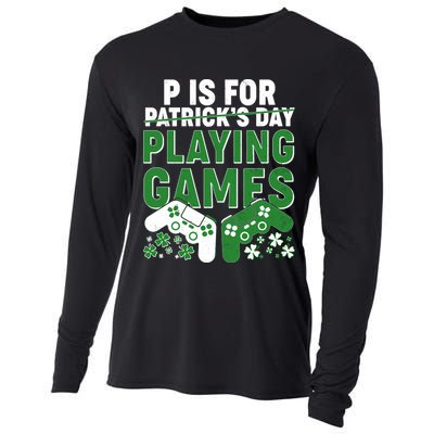 Cool St Patrick's Day P Is For Playing Games   Cooling Performance Long Sleeve Crew