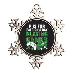 Cool St Patrick's Day P Is For Playing Games   Metallic Star Ornament