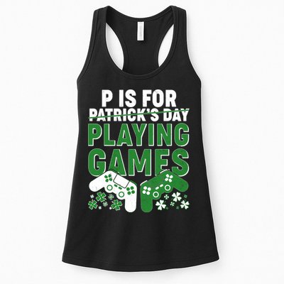 Cool St Patrick's Day P Is For Playing Games   Womens Tank Top