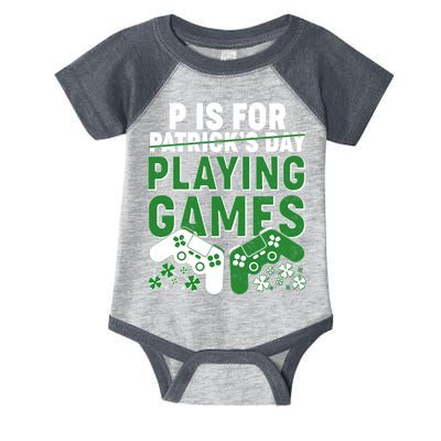 Cool St Patrick's Day P Is For Playing Games   Infant Baby Jersey Bodysuit