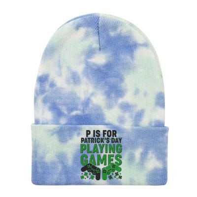 Cool St Patrick's Day P Is For Playing Games   Tie Dye 12in Knit Beanie