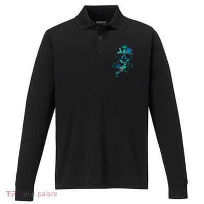Cool Summer Graphic Skull Performance Long Sleeve Polo