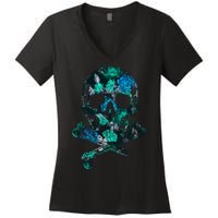 Cool Summer Graphic Skull Women's V-Neck T-Shirt