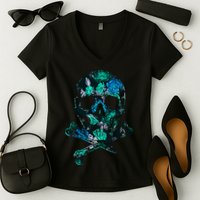 Cool Summer Graphic Skull Women's V-Neck T-Shirt