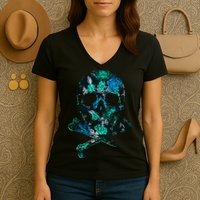 Cool Summer Graphic Skull Women's V-Neck T-Shirt