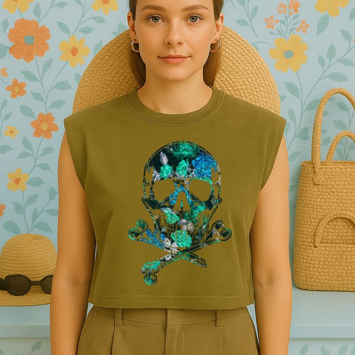 Cool Summer Graphic Skull Garment-Dyed Women's Muscle Tee