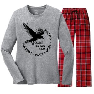 Cool Support Your Local Murder Crows Before Bros Women's Long Sleeve Flannel Pajama Set 