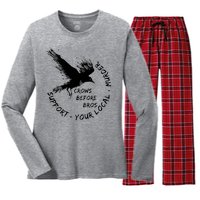 Cool Support Your Local Murder Crows Before Bros Women's Long Sleeve Flannel Pajama Set 