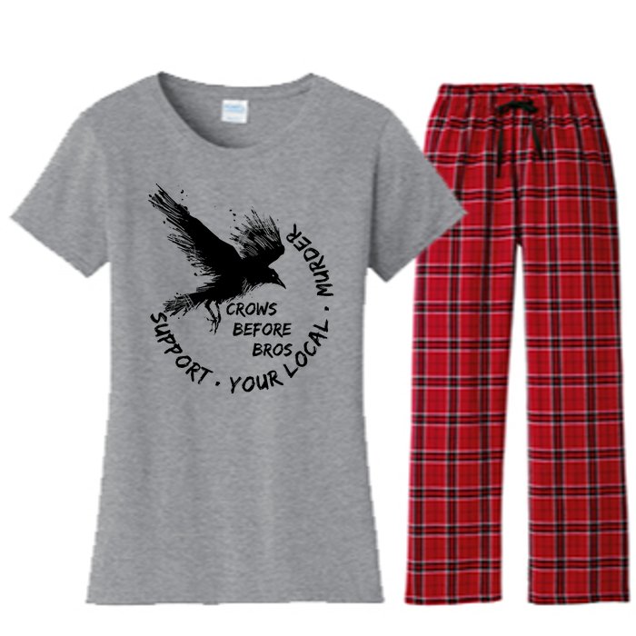 Cool Support Your Local Murder Crows Before Bros Women's Flannel Pajama Set