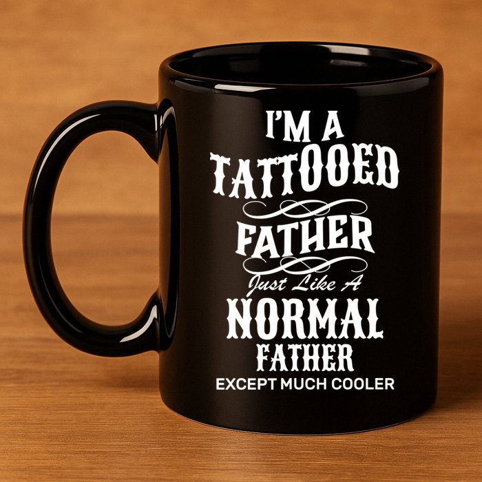 Cool Tattooed Father 11oz C Handle Ceramic Mug