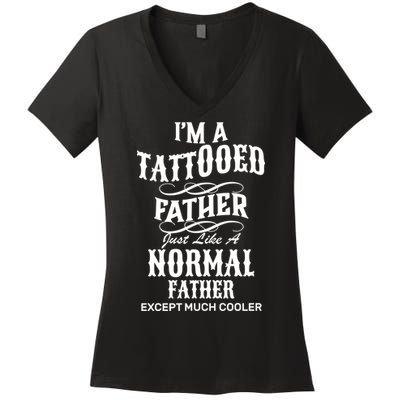 Cool Tattooed Father Women's V-Neck T-Shirt
