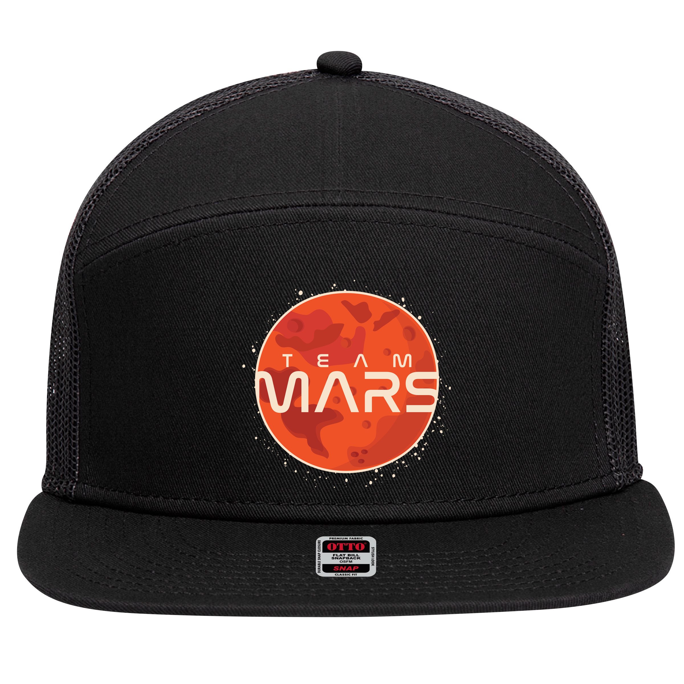 Cool Team Mars Planet Space Logo 7 Panel Mesh Trucker Snapback Hat