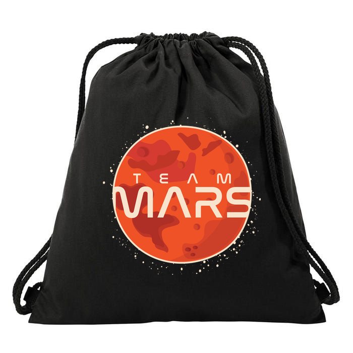 Cool Team Mars Planet Space Logo Drawstring Bag