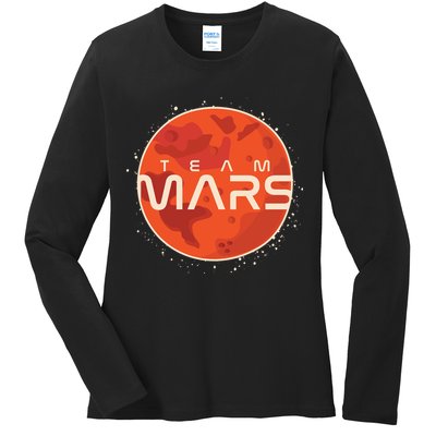 Cool Team Mars Planet Space Logo Ladies Long Sleeve Shirt