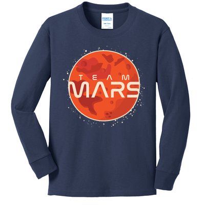 Cool Team Mars Planet Space Logo Kids Long Sleeve Shirt