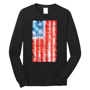 Cool Tie Dye USA American Flag Long Sleeve Shirt