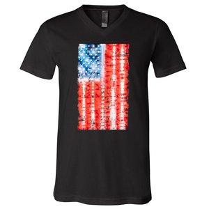 Cool Tie Dye USA American Flag V-Neck T-Shirt