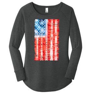 Cool Tie Dye USA American Flag Women's Perfect Tri Tunic Long Sleeve Shirt