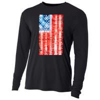 Cool Tie Dye USA American Flag Cooling Performance Long Sleeve Crew