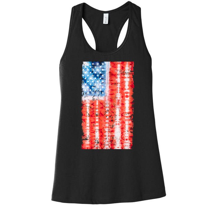 Cool Tie Dye USA American Flag Women's Racerback Tank