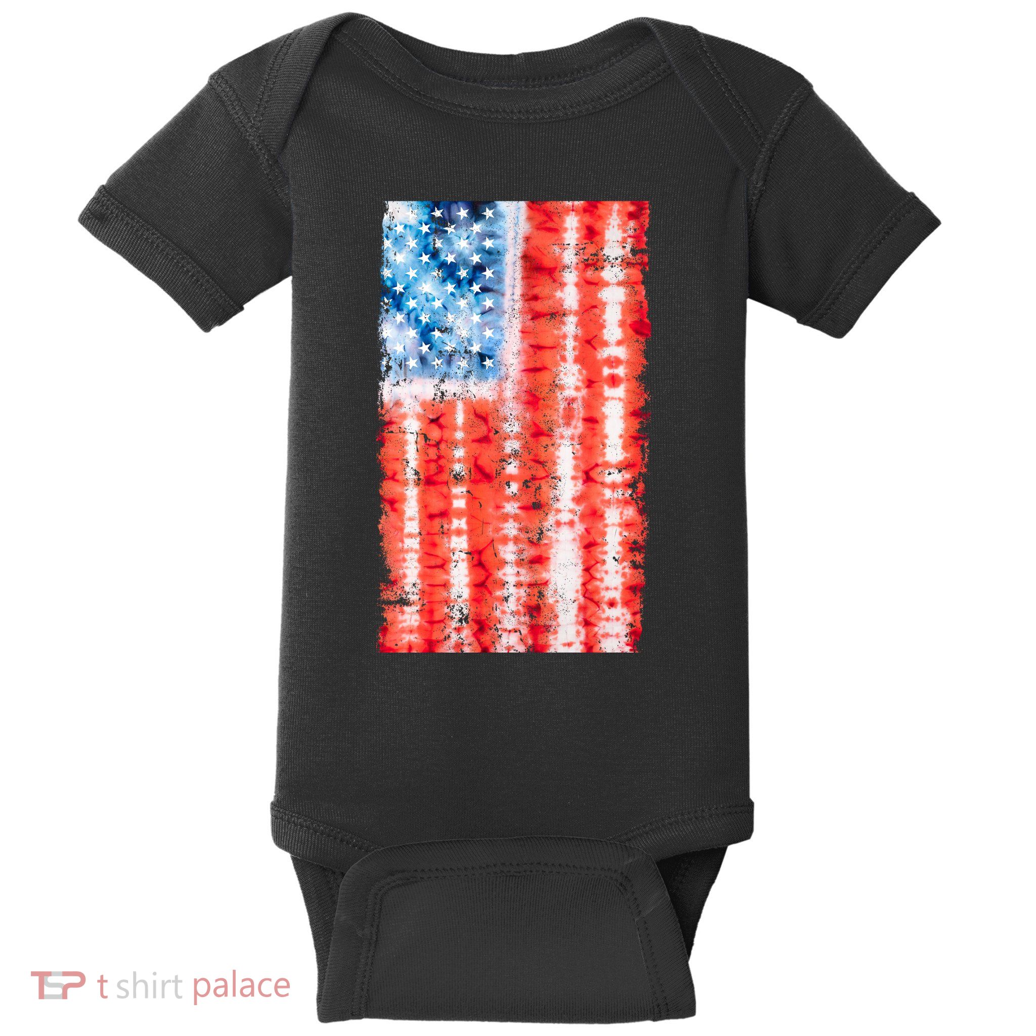 Cool Tie Dye USA American Flag Baby Bodysuit