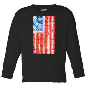 Cool Tie Dye USA American Flag Toddler Long Sleeve Shirt