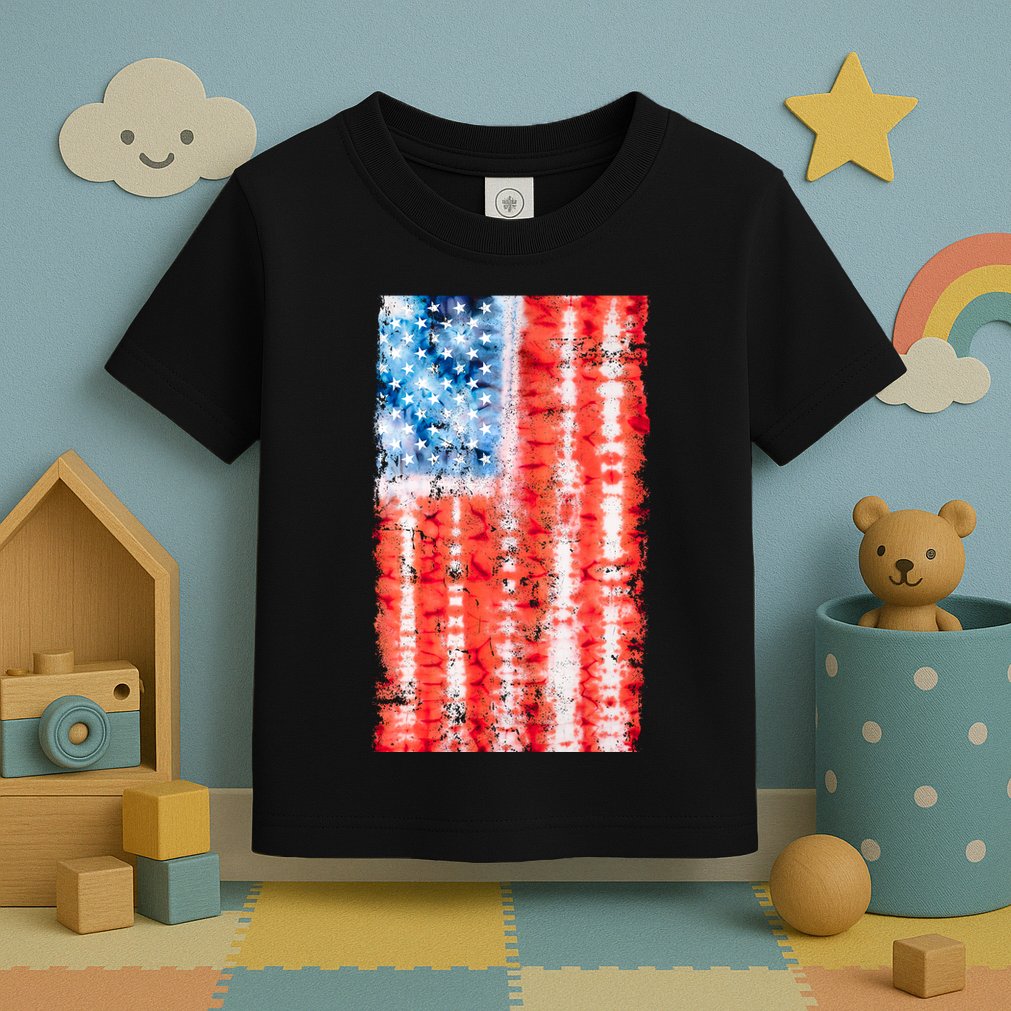Cool Tie Dye USA American Flag Toddler T-Shirt