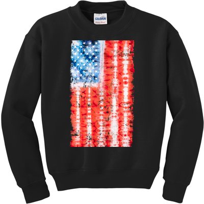 Cool Tie Dye USA American Flag Kids Sweatshirt