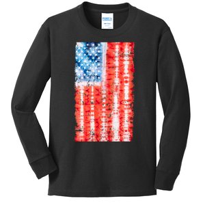 Cool Tie Dye USA American Flag Kids Long Sleeve Shirt