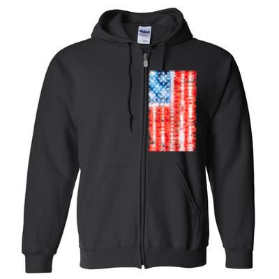 Cool Tie Dye USA American Flag Full Zip Hoodie