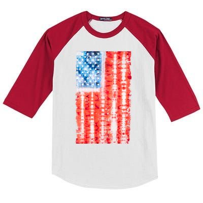 Cool Tie Dye USA American Flag Kids Colorblock Raglan Jersey