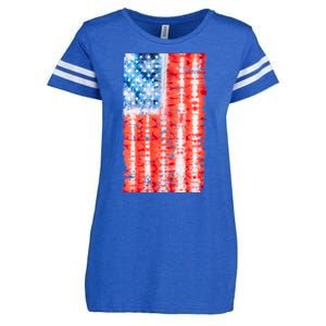 Cool Tie Dye USA American Flag Enza Ladies Jersey Football T-Shirt