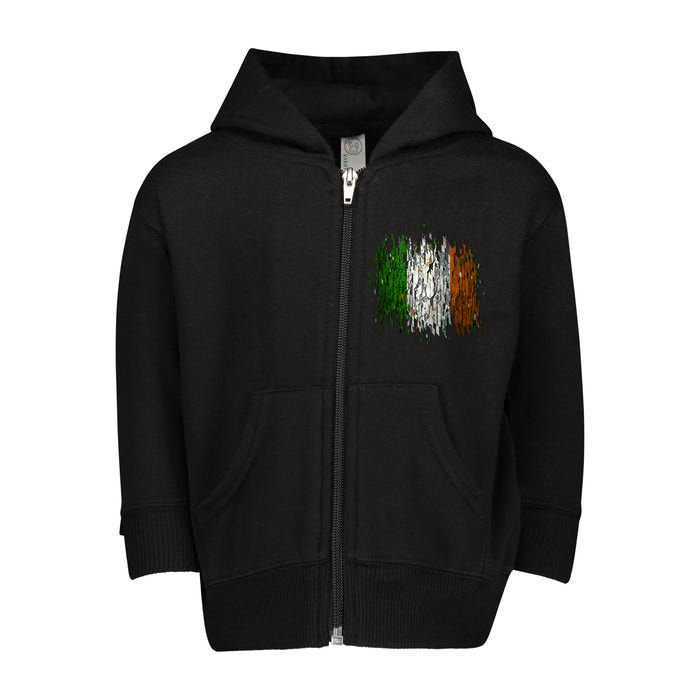 Cool Torn Irish Ireland Flag St. Patrick's Day Toddler Zip Fleece Hoodie