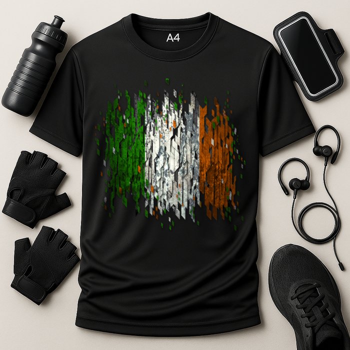 Cool Torn Irish Ireland Flag St. Patrick's Day Cooling Performance Crew T-Shirt