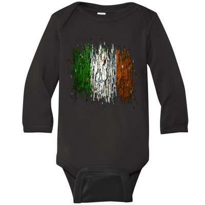 Cool Torn Irish Ireland Flag St. Patrick's Day Baby Long Sleeve Bodysuit