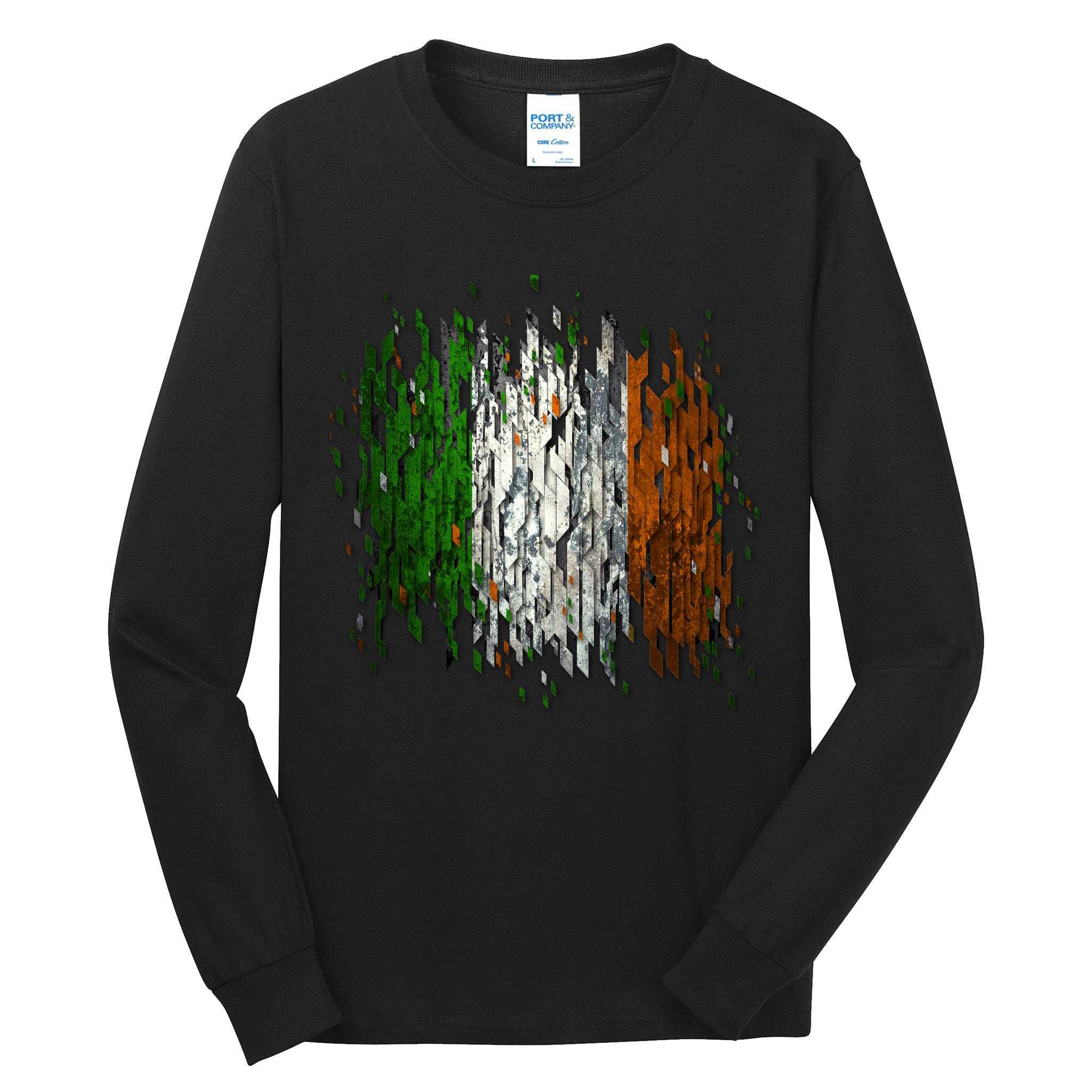 Cool Torn Irish Ireland Flag St. Patrick's Day Tall Long Sleeve T-Shirt