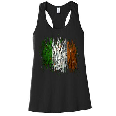 Cool Torn Irish Ireland Flag St. Patrick's Day Women's Racerback Tank