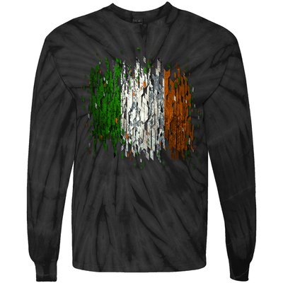 Cool Torn Irish Ireland Flag St. Patrick's Day Tie-Dye Long Sleeve Shirt