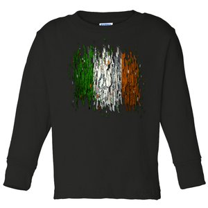 Cool Torn Irish Ireland Flag St. Patrick's Day Toddler Long Sleeve Shirt