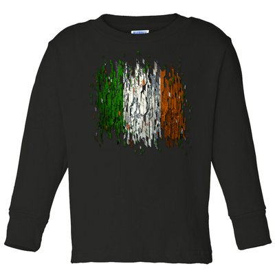 Cool Torn Irish Ireland Flag St. Patrick's Day Toddler Long Sleeve Shirt