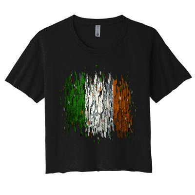 Cool Torn Irish Ireland Flag St. Patrick's Day Crop Top