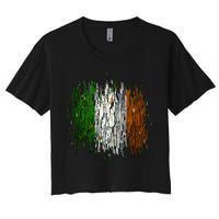 Cool Torn Irish Ireland Flag St. Patrick's Day Women's Crop Top Tee