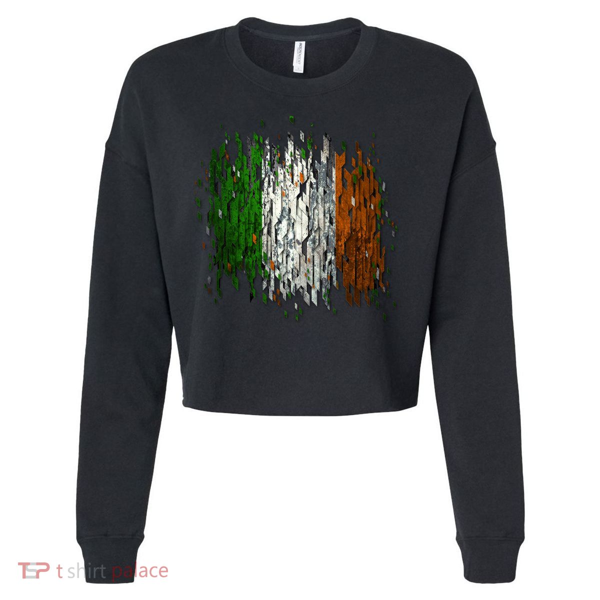 Cool Torn Irish Ireland Flag St. Patrick's Day Cropped Pullover Crew