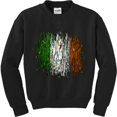 Cool Torn Irish Ireland Flag St. Patrick's Day Kids Sweatshirt