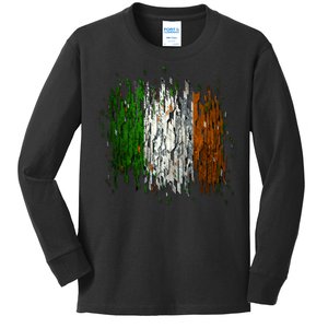 Cool Torn Irish Ireland Flag St. Patrick's Day Kids Long Sleeve Shirt