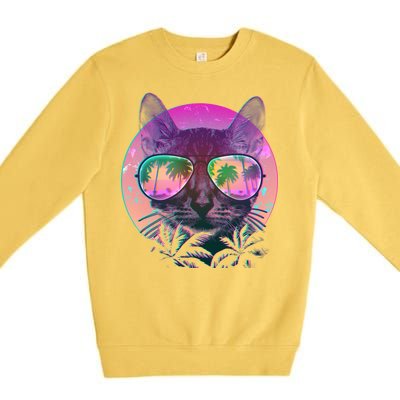 Cool Tropical Shade Cat Premium Crewneck Sweatshirt